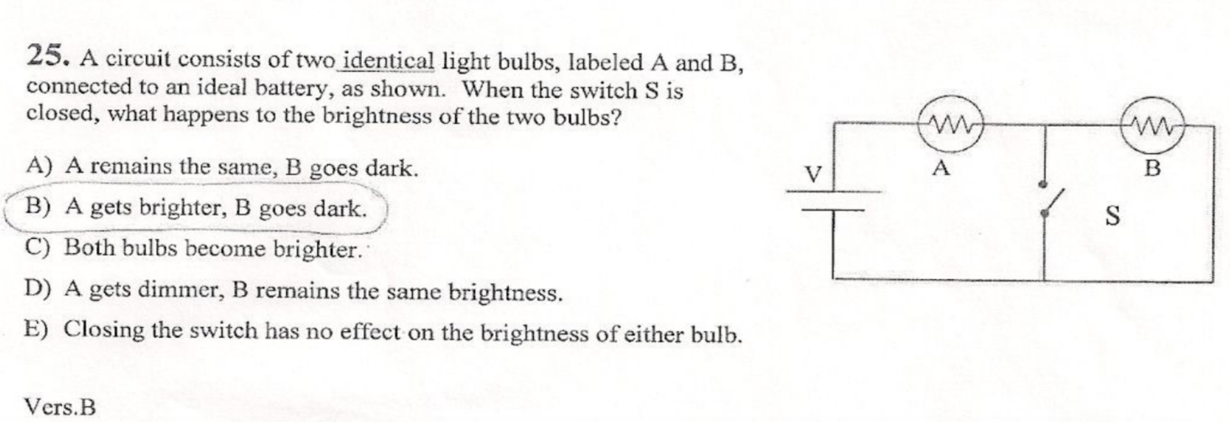 Solved 25. A circuit consists of two identical light bulbs,