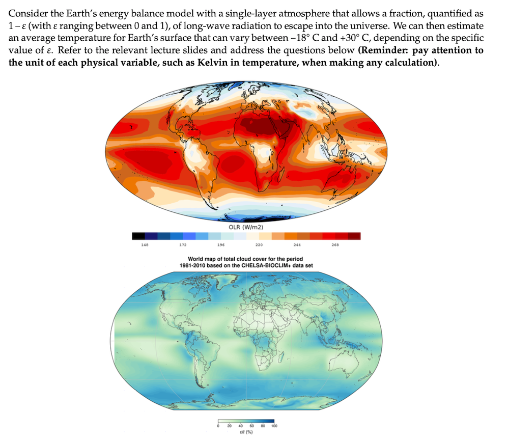 Solved Consider the Earth's energy balance model with a | Chegg.com
