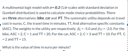 A multinomial logit model with =0.2(1/4 scales with | Chegg.com