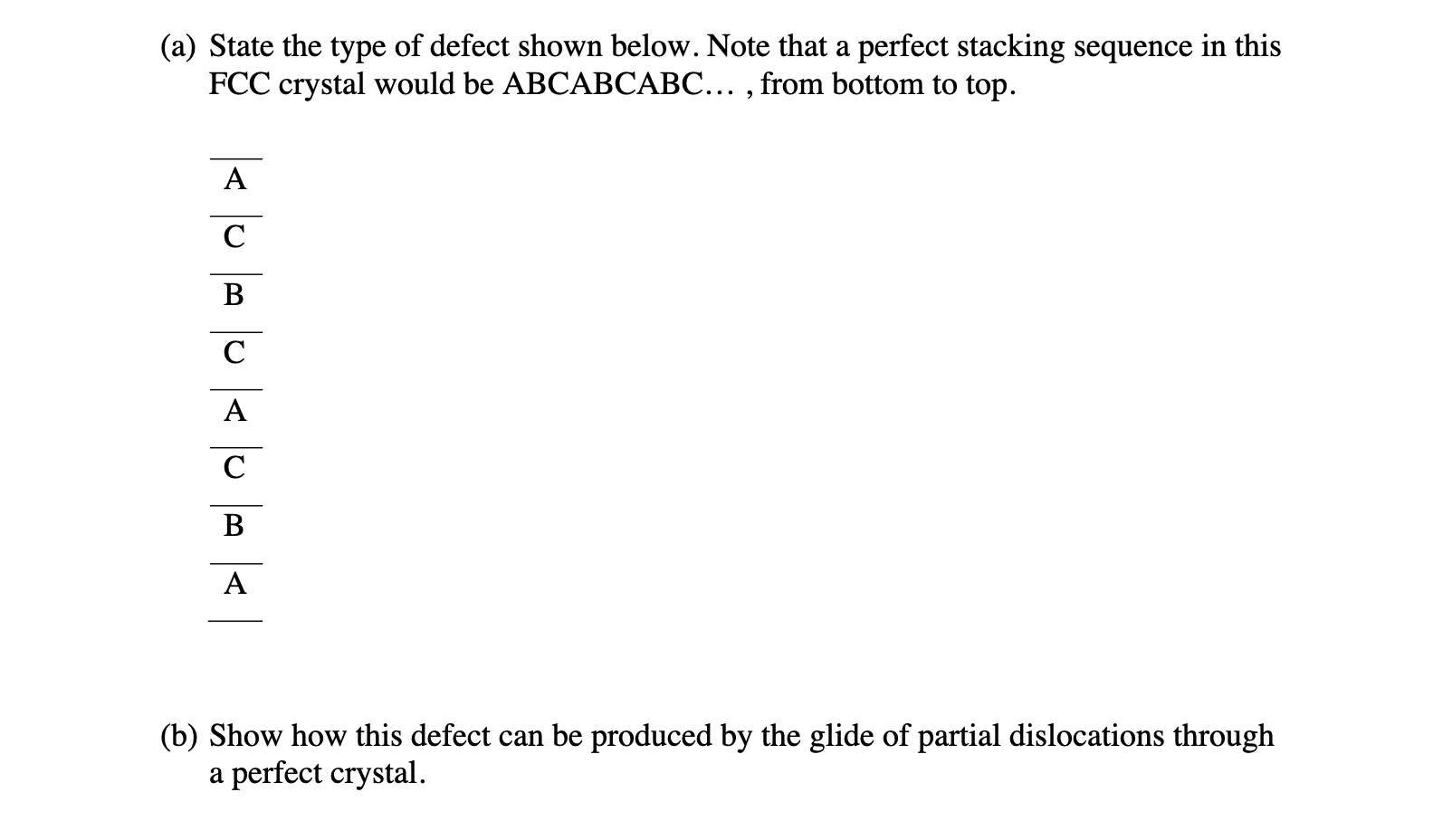 Solved a State the type of defect shown below. Note that a