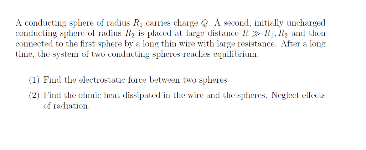 Solved A Conducting Sphere Of Radius R1 Carries Charge Q. A | Chegg.com