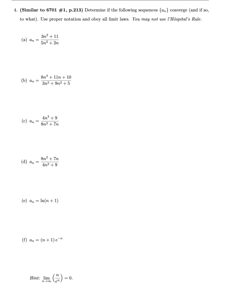 Solved 4. (Similar to 6701 #1, p.213) Determine if the | Chegg.com