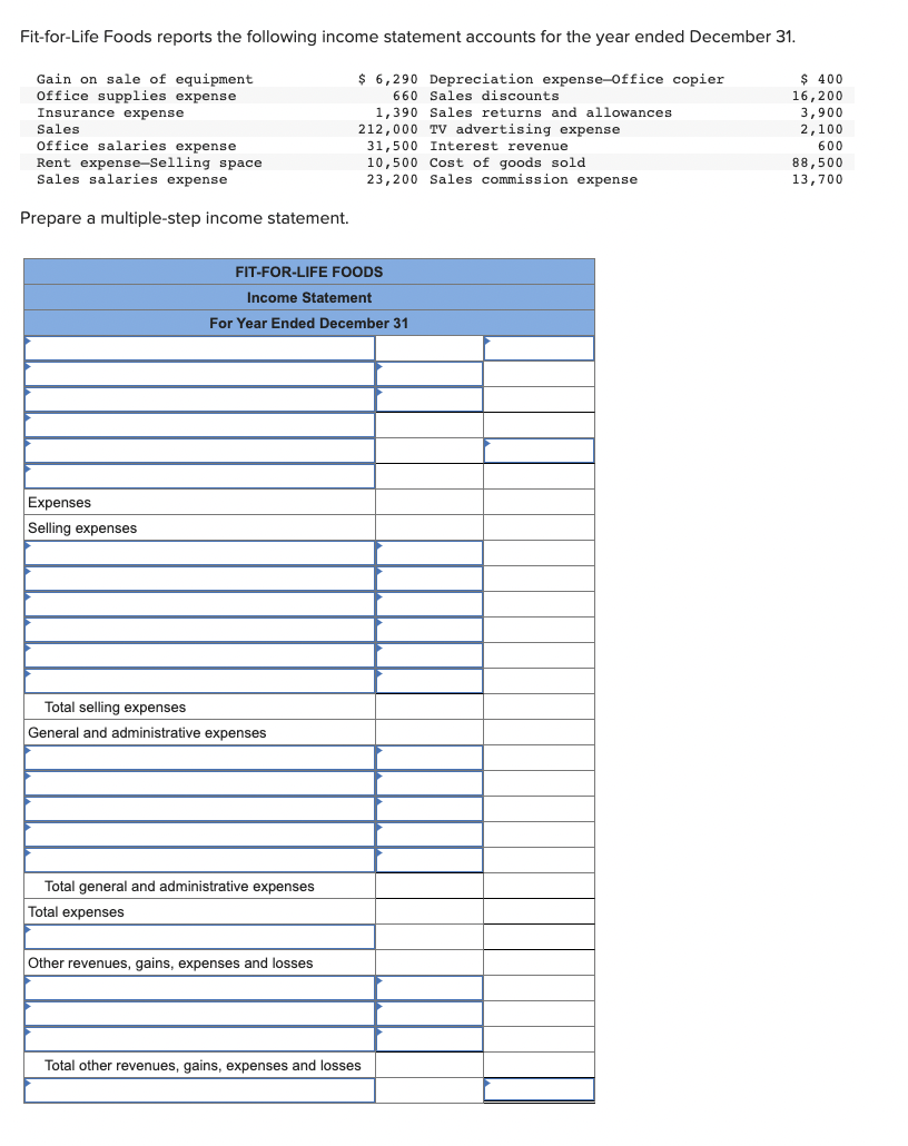 Solved Fit-for-Life Foods reports the following income | Chegg.com