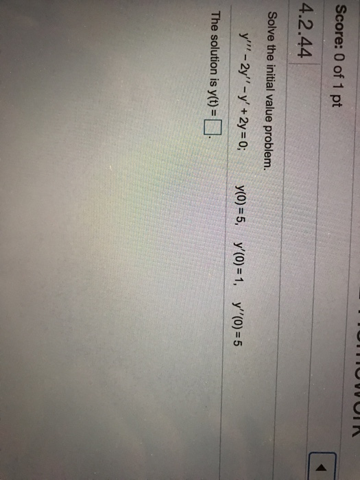 Solved Score: 0 of 1 pt 4.2.44 Solve the initial value | Chegg.com