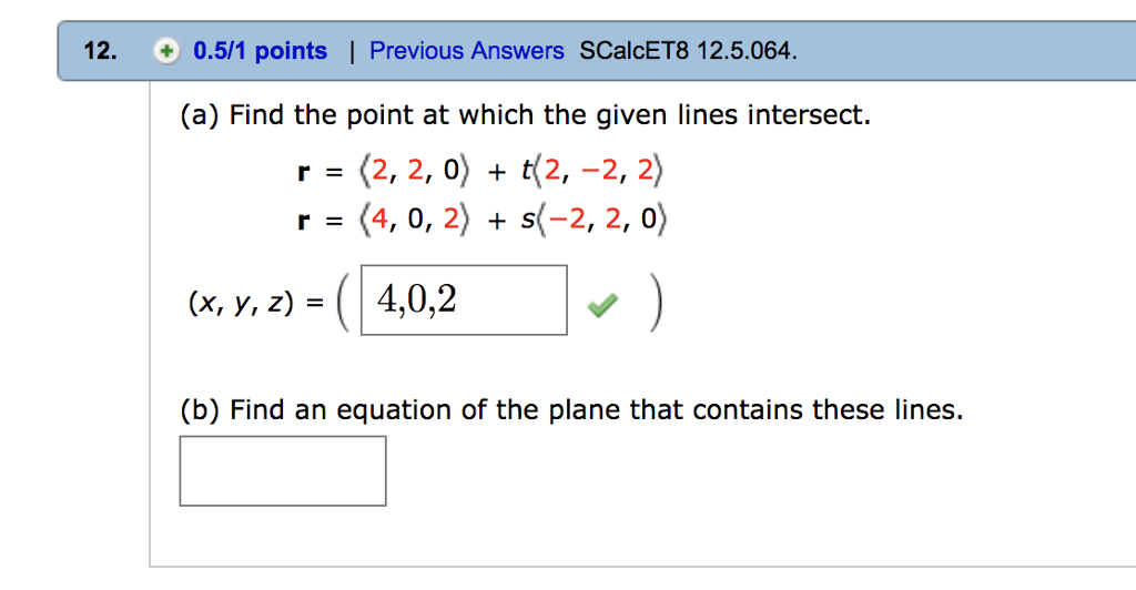 Solved 12. 0.5/1 points | Previous Answers SCalcET8 | Chegg.com