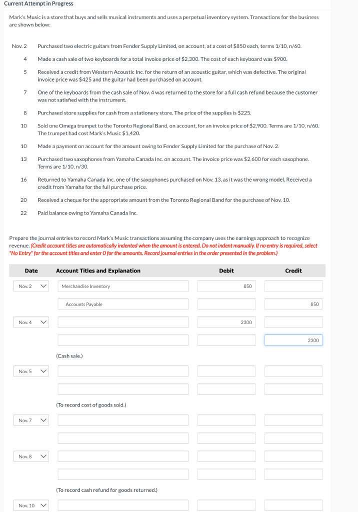 Solved Mark's Music is a store that buys and sells musical | Chegg.com