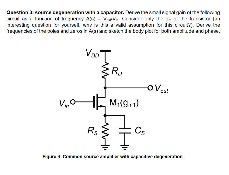Solved Question 3: source degeneration with a capacitor. | Chegg.com