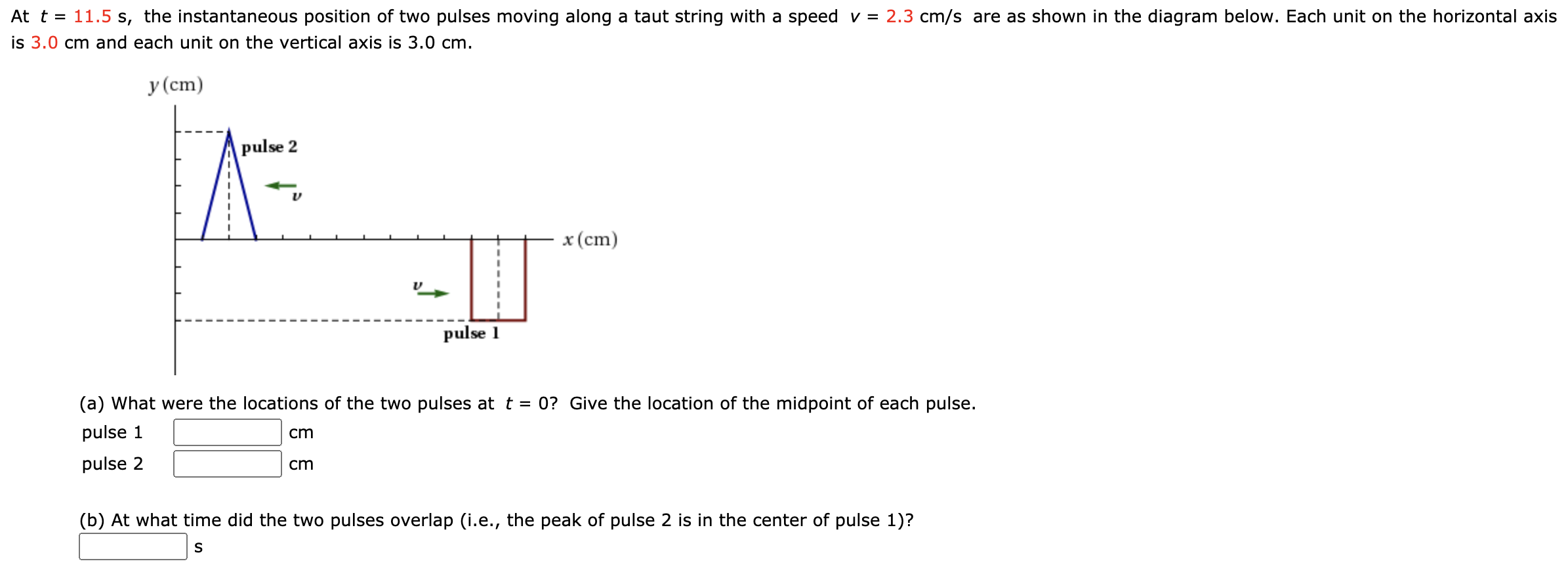 Solved At t = 11.5 s, the instantaneous position of two | Chegg.com