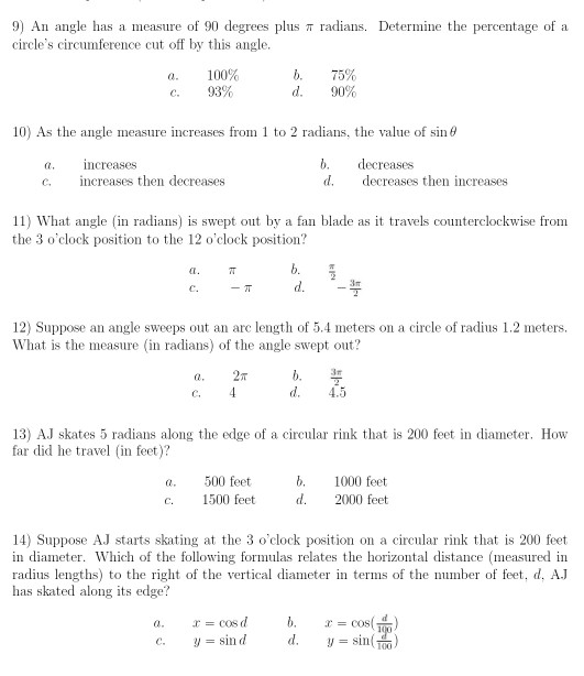 Solved 9) An angle has a measure of 90 degrees plus circle's | Chegg.com