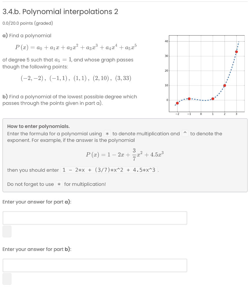 Solved 3 4 A Computing Polynomial Interpolations 1 0 0 20 0