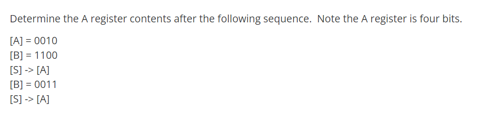 Solved Determine the A register contents after the following | Chegg.com