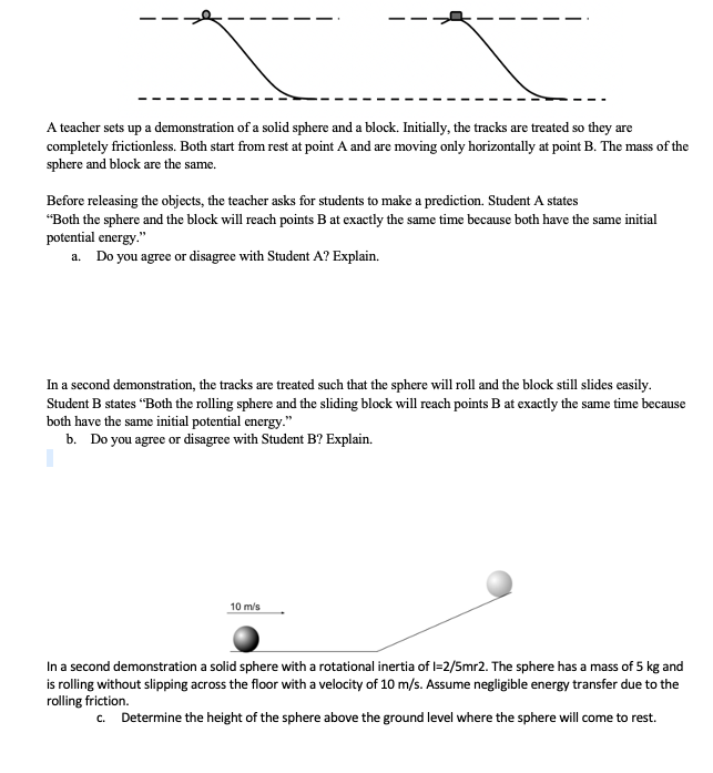 Solved A teacher sets up a demonstration of a solid sphere | Chegg.com
