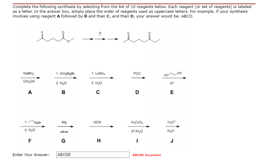 Solved Complete The Following Synthesis By Selecting From | Chegg.com