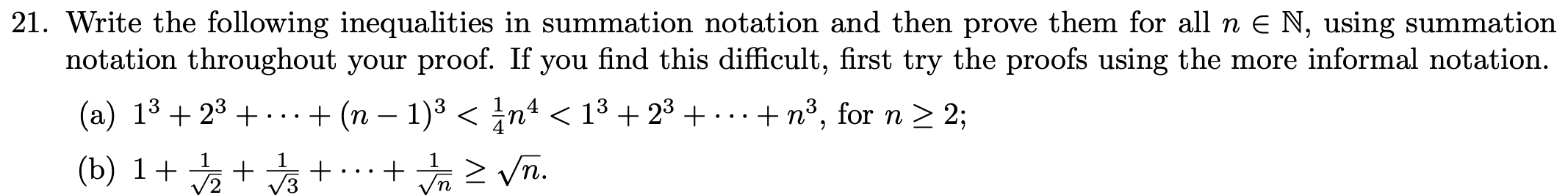 Solved 21. Write the following inequalities in summation | Chegg.com