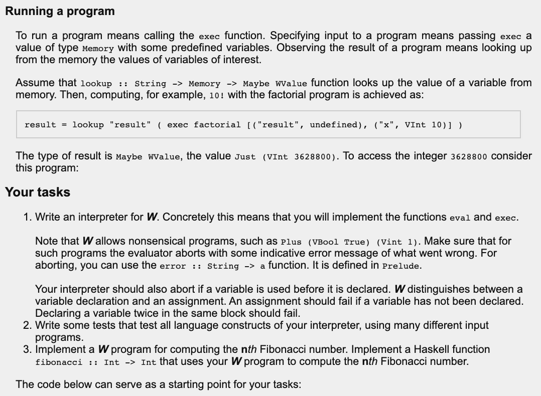 IN HASKELL PLEASE :) We do not write a parser for W | Chegg.com