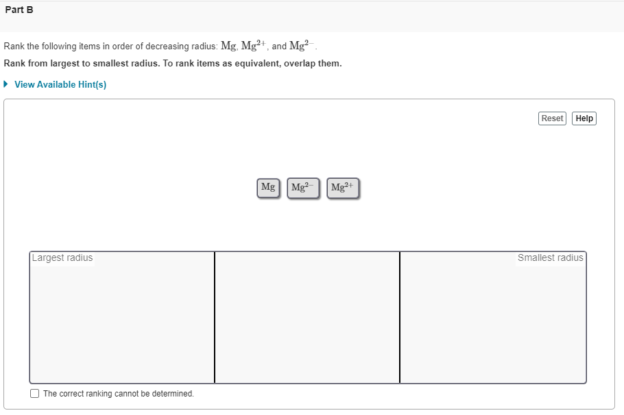 Solved Rank The Following Ions In Order Of Decreasing Chegg Com