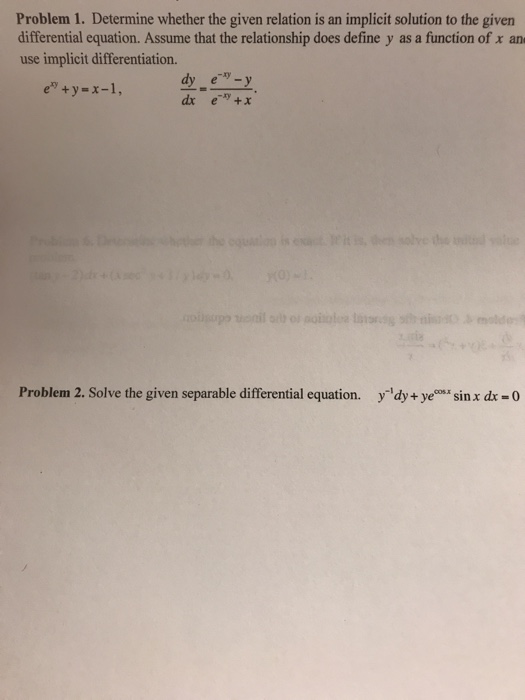Solved Problem 1. Determine whether the given relation is an | Chegg.com