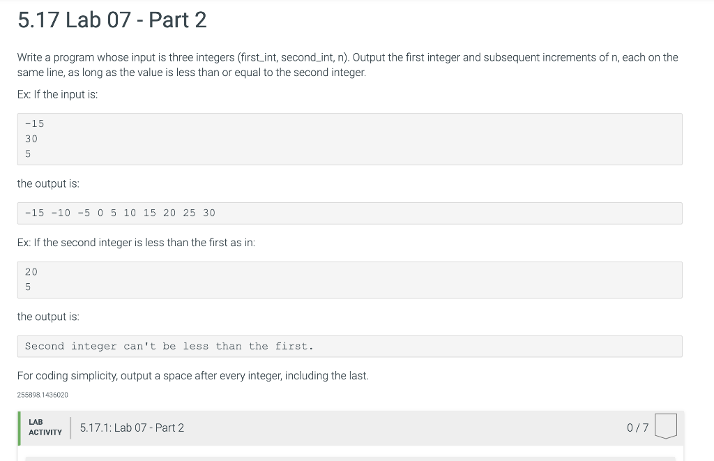 Solved 5.17 Lab 07 - Part 2 Write a program whose input is | Chegg.com