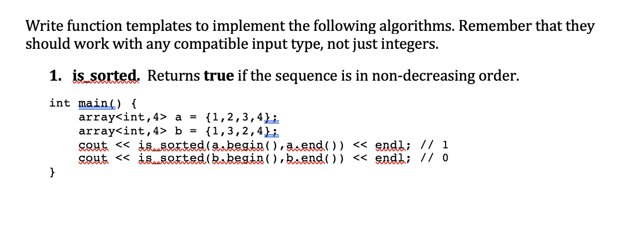 Solved Write function templates to implement the following | Chegg.com