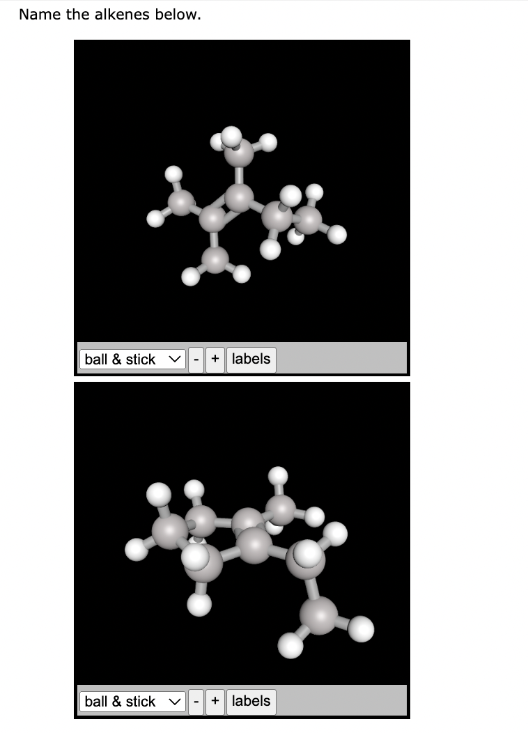 Name the alkenes below.