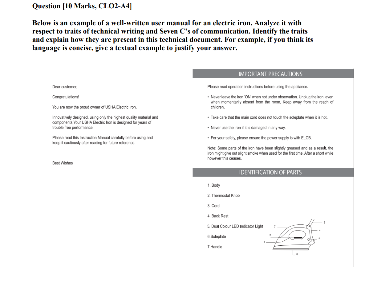 Solved WRITE YOUR ANSWER ACCORDING TO 7c's and below 2 | Chegg.com