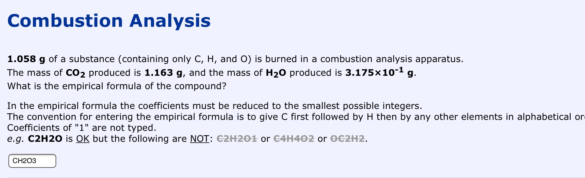 Solved Combustion Analysis 1.058 g of a substance | Chegg.com