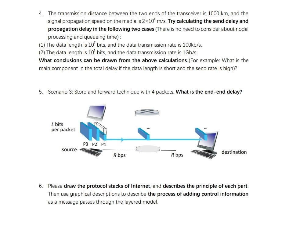 Solved 4. The transmission distance between the two ends of | Chegg.com