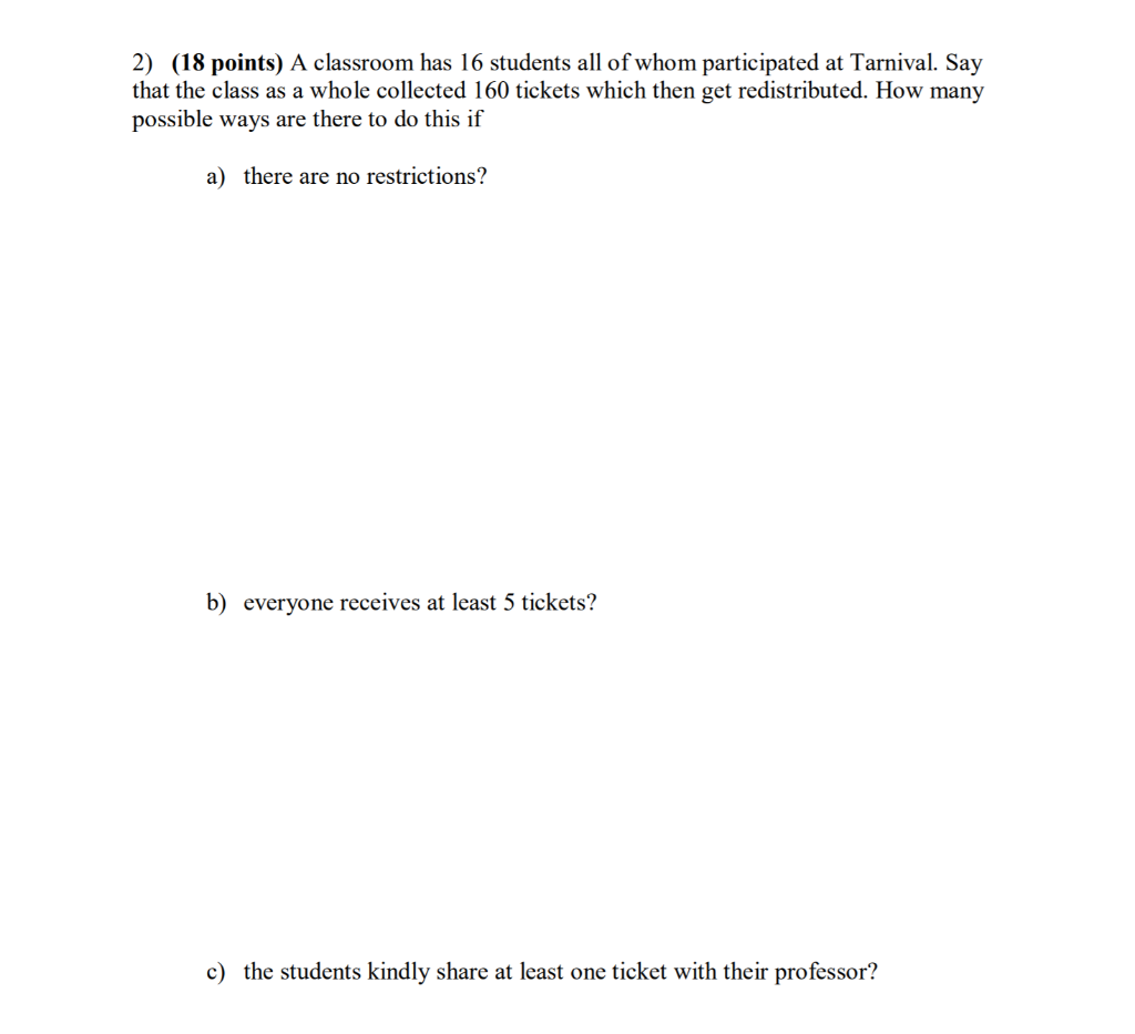 Solved 2) (18 points) A classroom has 16 students all of | Chegg.com