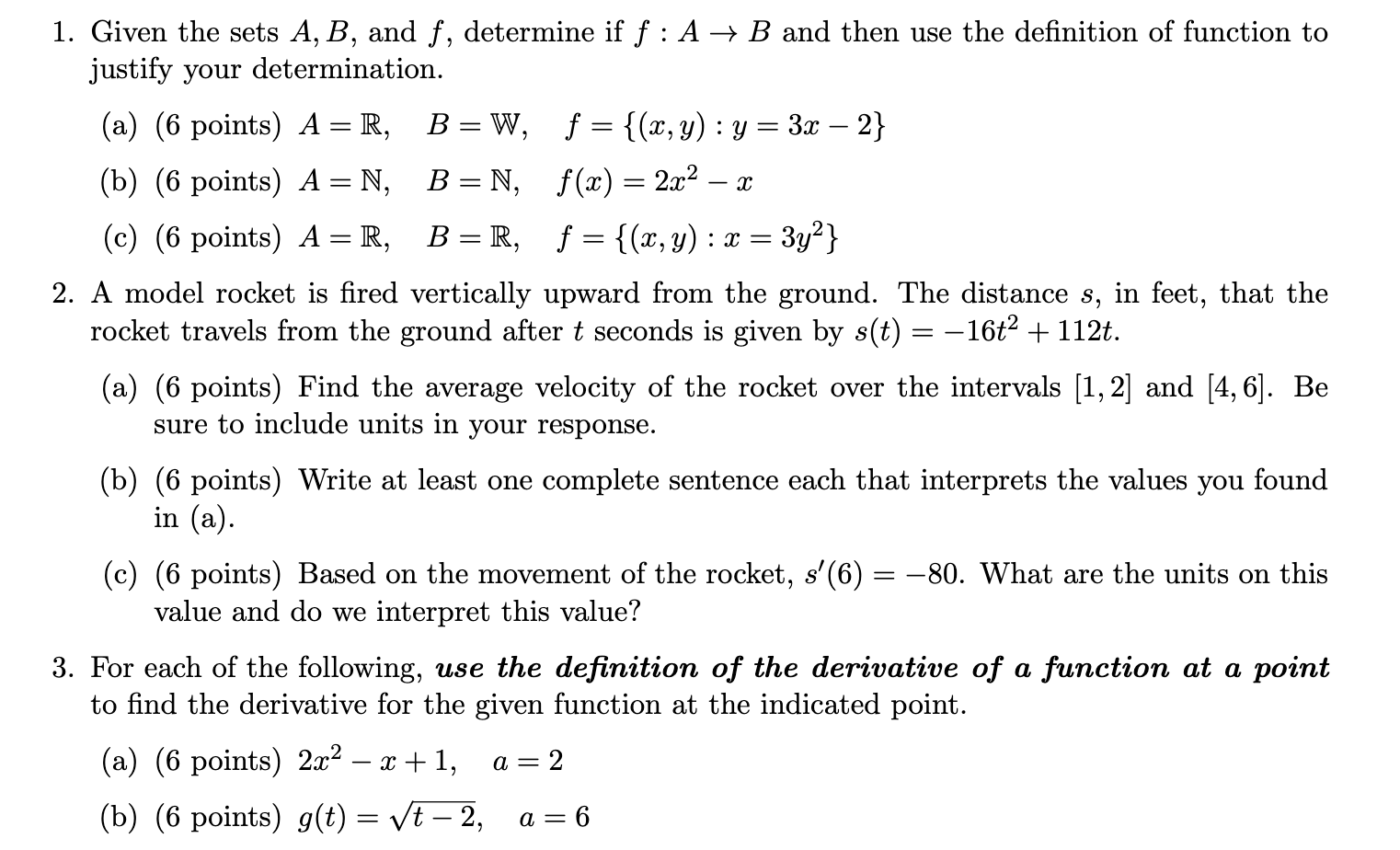 Solved 1. Given the sets A, B, and f, determine if f : A + B | Chegg.com