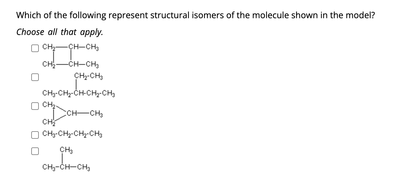 Solved Which Of The Following Represent Structural Isomers | Chegg.com