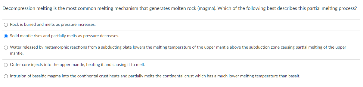 Solved Decompression melting is the most common melting | Chegg.com
