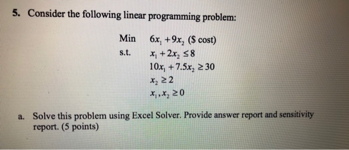 Solved 5. Consider the following linear programming problem: | Chegg.com