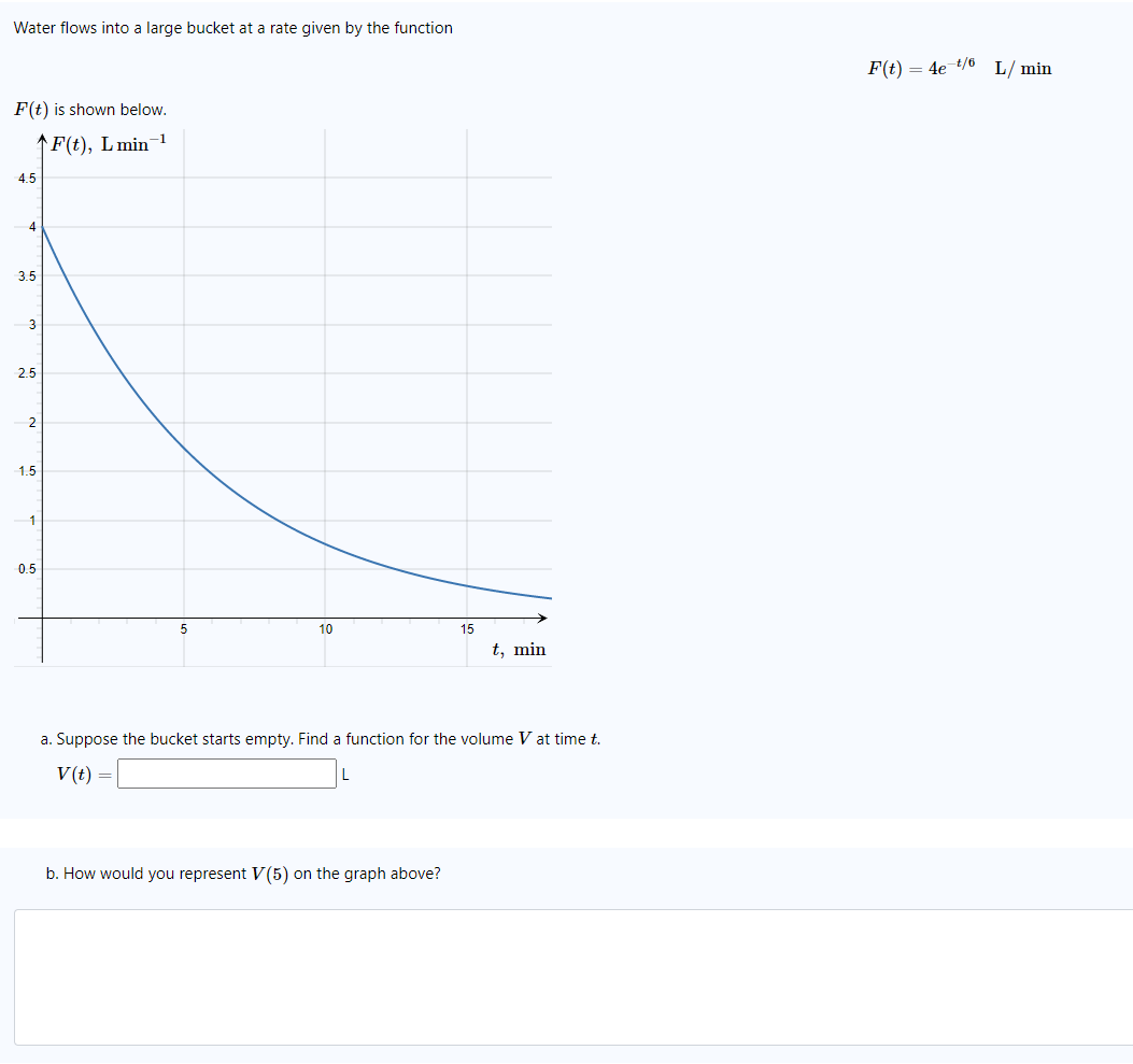 Solved Water flows into a large bucket at a rate given by