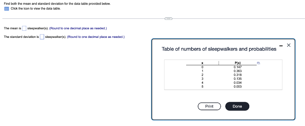 Solved Find both the mean and standard deviation for the | Chegg.com