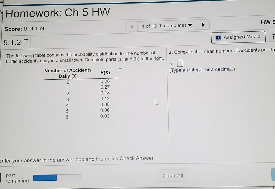 Solved Homework: Ch 5 HW Score: 0 Of 1 Pt 1 Of 12 (0 | Chegg.com