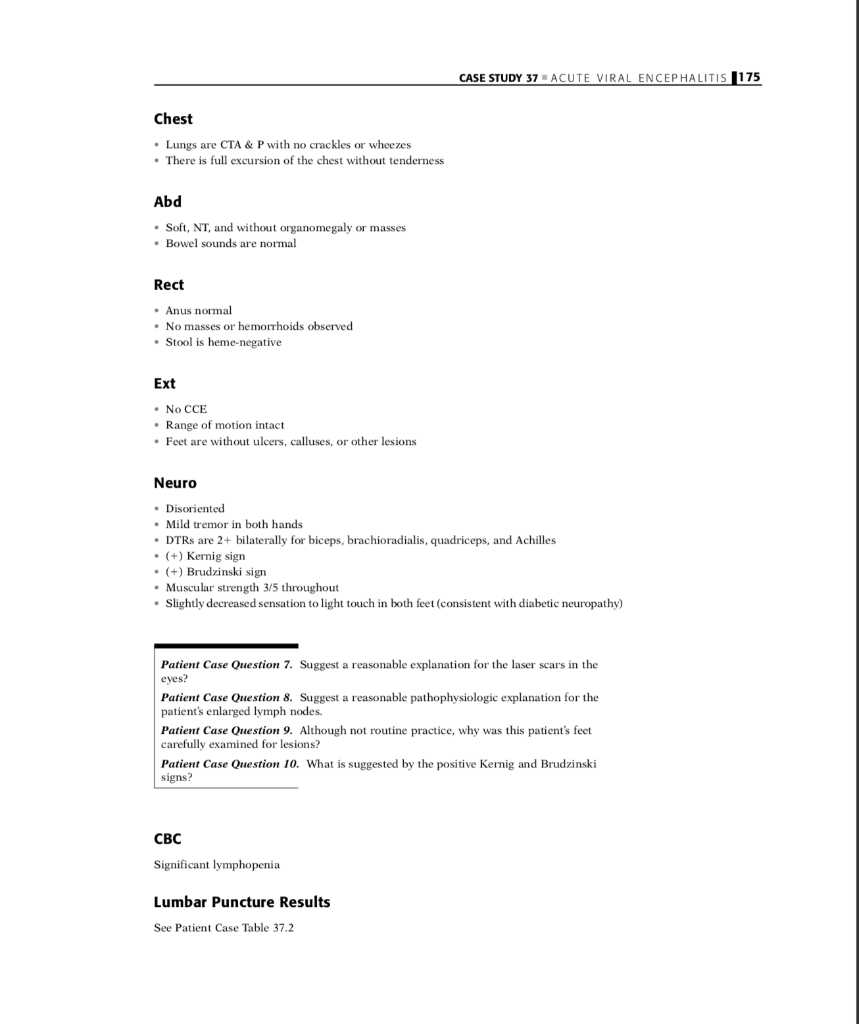 Solved CASE STUDY ACUTE VIRAL ENCEPHALITIS For the Disease | Chegg.com