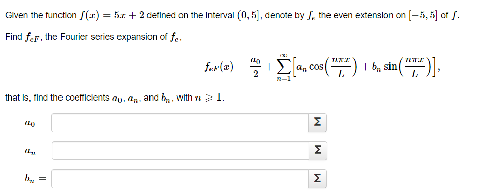 Solved Given the function f(x) = 5x + 2 defined on the | Chegg.com