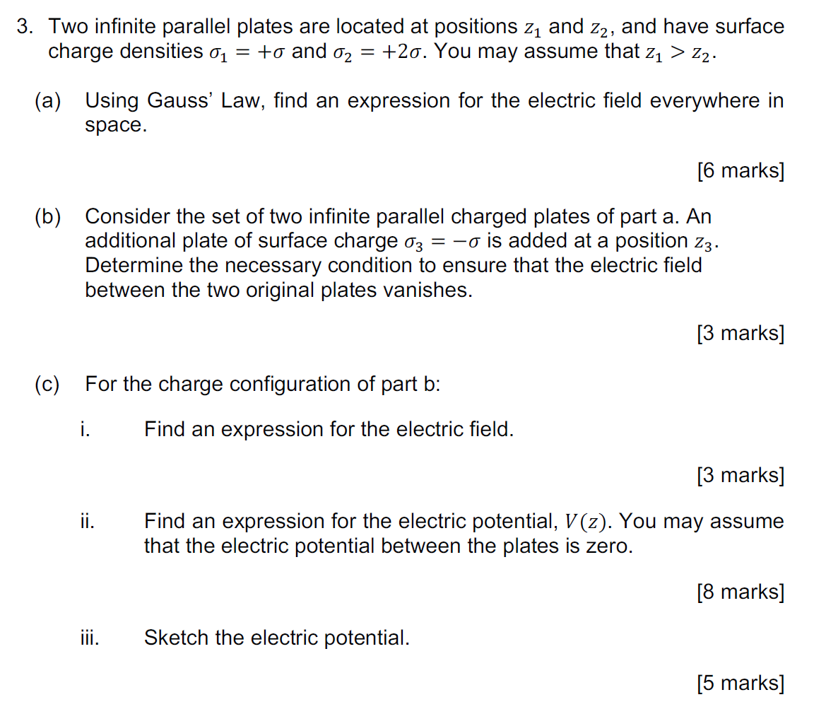 Solved 3. Two infinite parallel plates are located at | Chegg.com