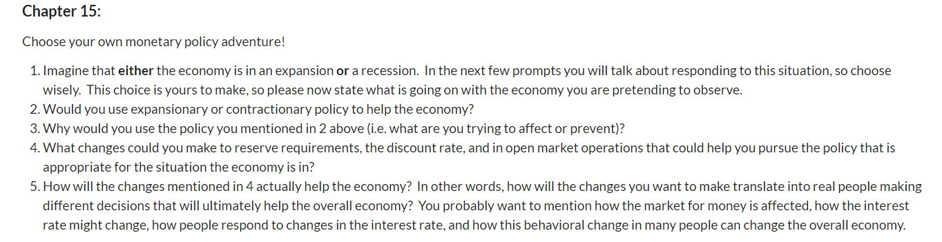 Solved Chapter 15: Choose your own monetary policy | Chegg.com