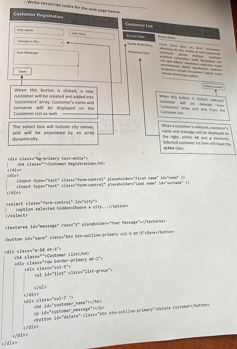 Solved Write Javascript codes for the web page below. 119825 | Chegg.com