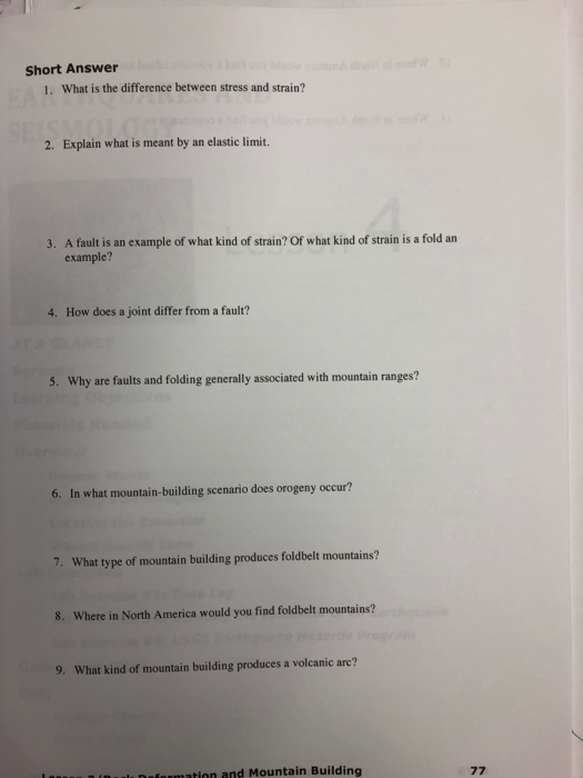 Solved Short Answer 1. What is the difference between stress | Chegg.com