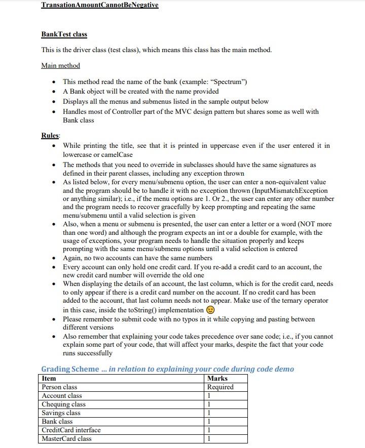 Solved CST8132 Object-Oriented Programming Lab 5: Banking | Chegg.com