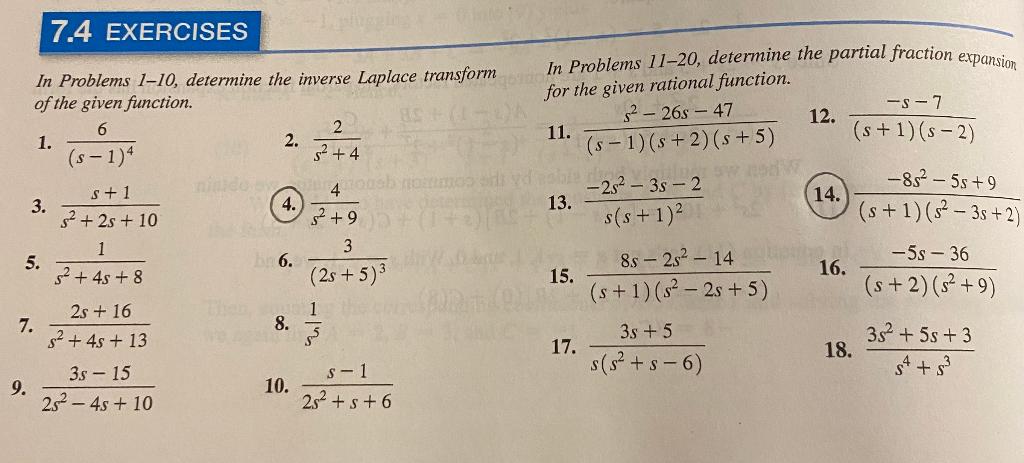 Solved 7.4 EXERCISES In Problems 1-10, determine the inverse | Chegg.com
