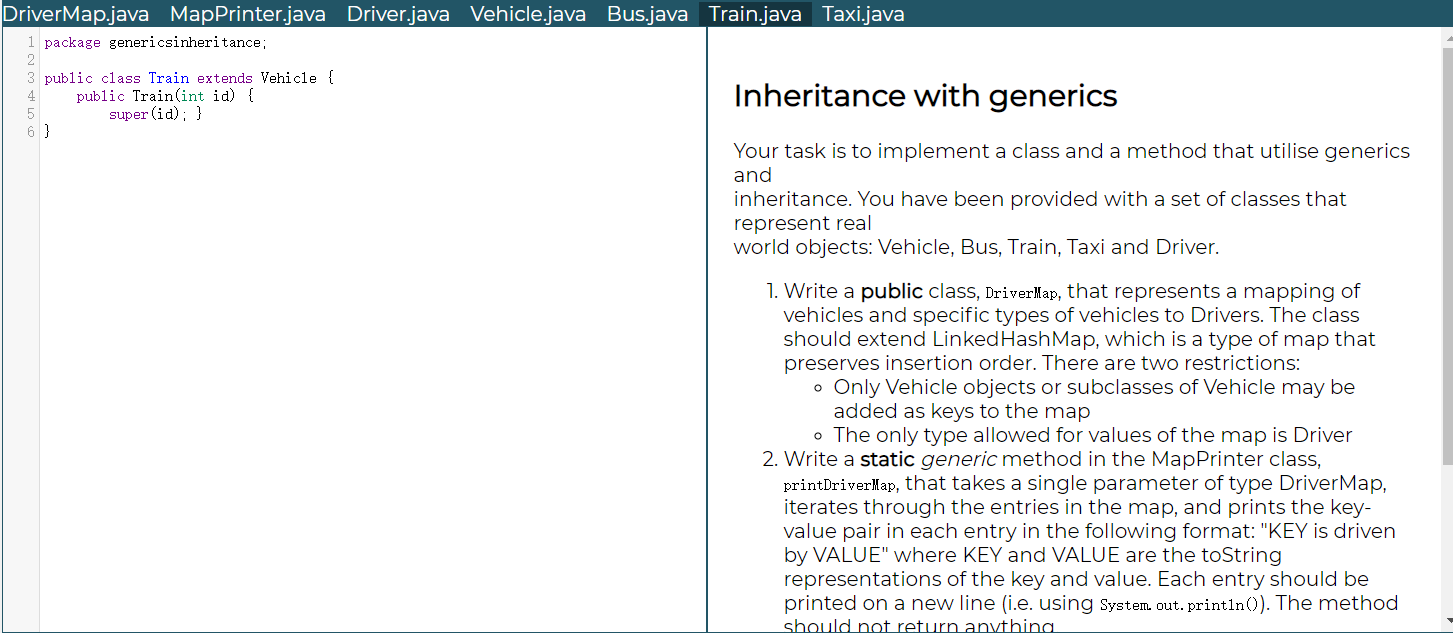Solved Inheritance with generics Your task is to implement | Chegg.com