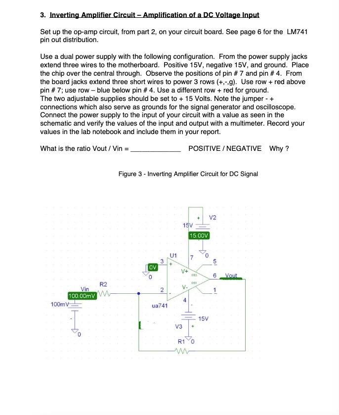 Solved 3. Inverting Amplifier Circuit - Amplification Of A | Chegg.com