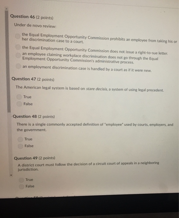 Solved Question 46 (2 points) Under de novo review the