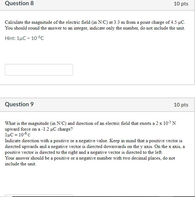 Solved Question 8 10 pts Calculate the magnitude of the | Chegg.com
