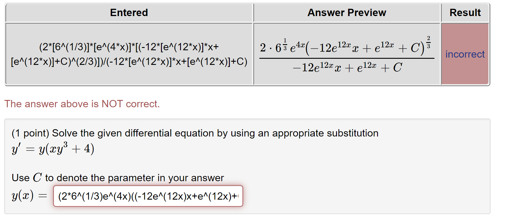 Solved Entered Answer Preview Result | Chegg.com