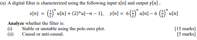 Solved (a) A digital filter is characterized using the | Chegg.com