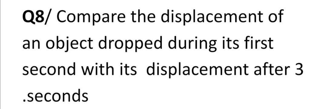 Solved Q8/ Compare the displacement of an object dropped | Chegg.com